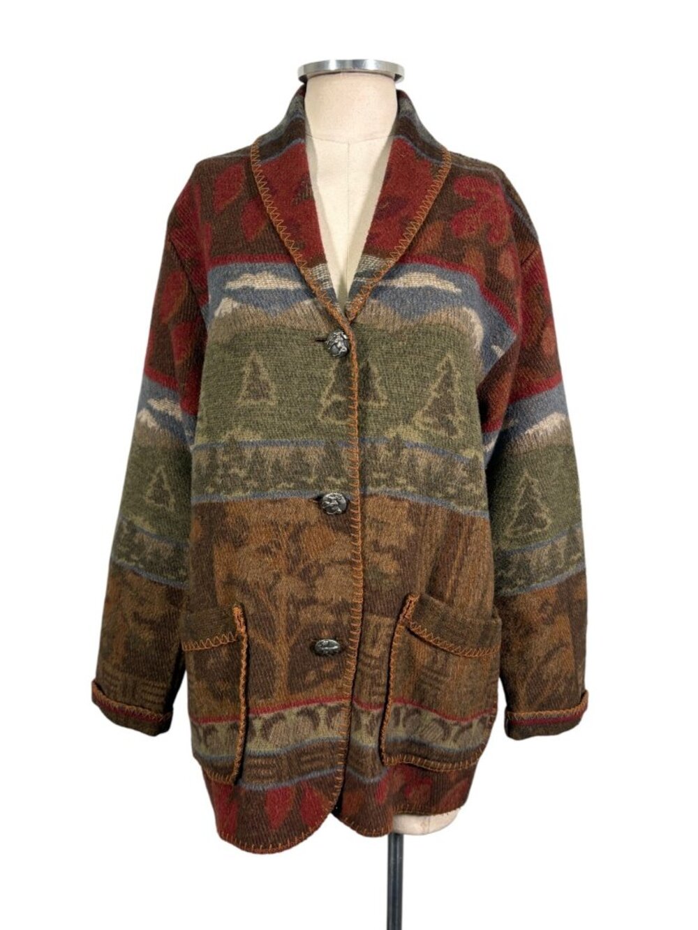 Rhonda Stark Southwestern Tapestry Car Coat Size Medium